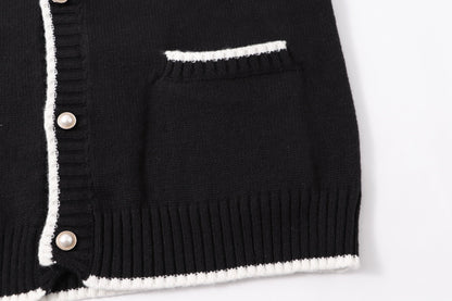 250813 A new high-quality two-color long-sleeved knitted coat