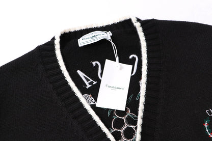 250813 A new high-quality two-color long-sleeved knitted coat