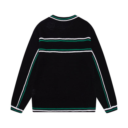 250813 A new high-quality two-color long-sleeved knitted coat