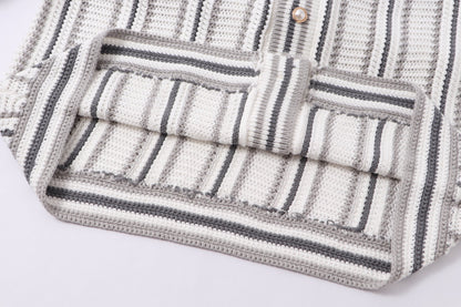 250813 A new high-quality two-color long-sleeved knitted coat