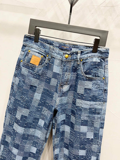 250813 New top-quality heavy-duty checkered jeans