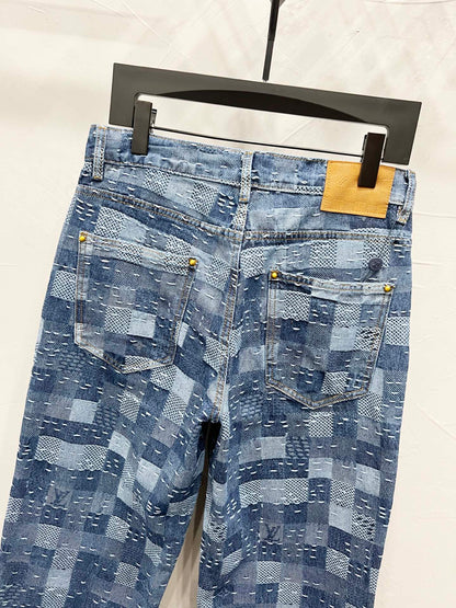 250813 New top-quality heavy-duty checkered jeans