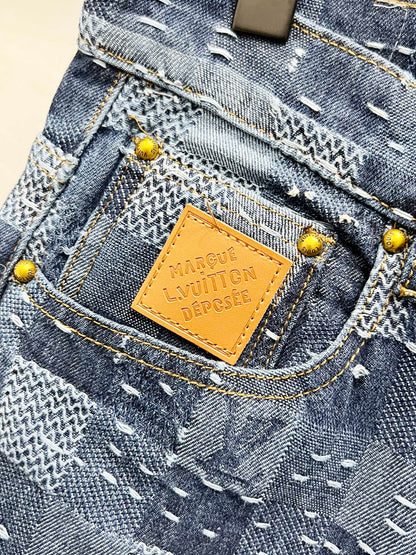250813 New top-quality heavy-duty checkered jeans