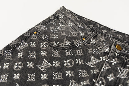 250813 New top-quality embossed diamond jeans