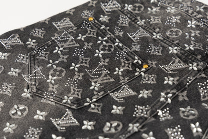 250813 New top-quality embossed diamond jeans