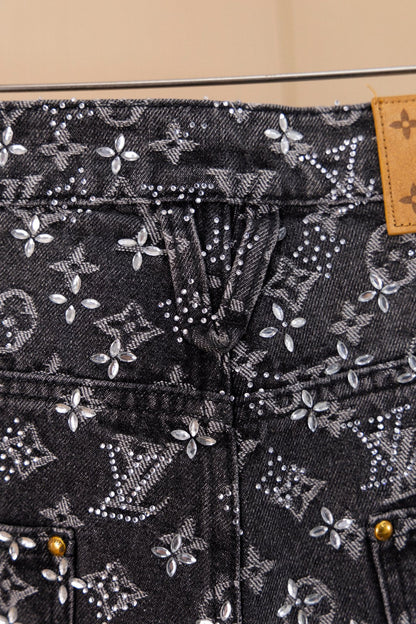 250813 New top-quality embossed diamond jeans