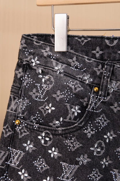 250813 New top-quality embossed diamond jeans
