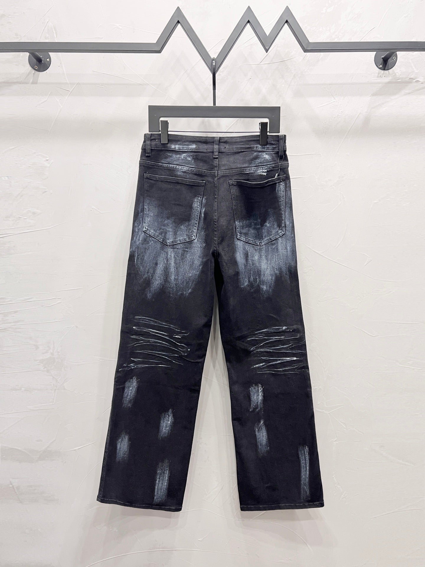 250813 New high-quality five-pointed star rhinestone washed mid-waist straight-leg jeans