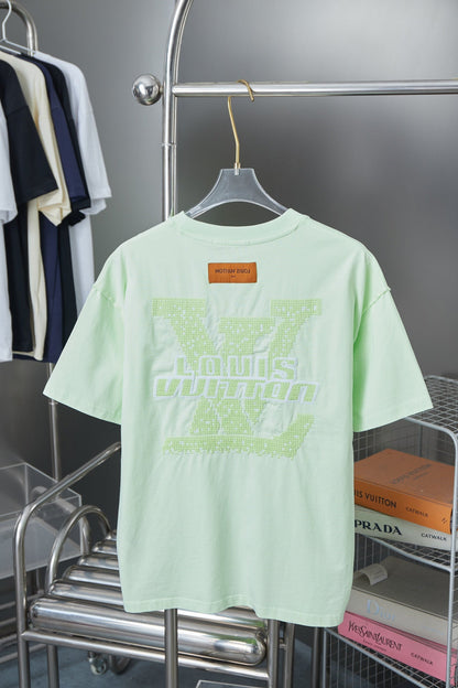 250819 New high-quality hollow embroidered letter T-shirt