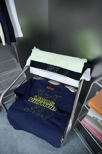 250819 New high-quality hollow embroidered letter T-shirt