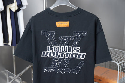 250819 New high-quality hollow embroidered letter T-shirt