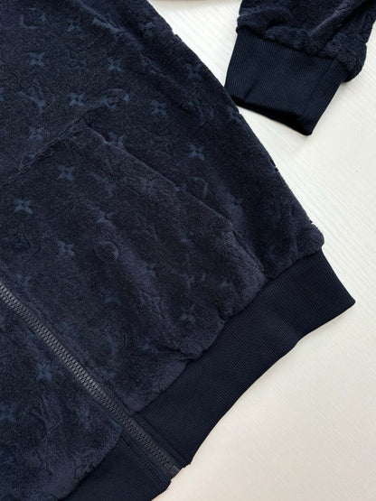 250819 New high-quality cotton blended loop jacquard zipper jacket