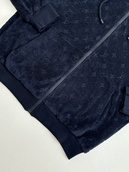 250819 New high-quality cotton blended loop jacquard zipper jacket