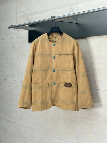 250819 New high-quality jacquard checkerboard round-neck coat