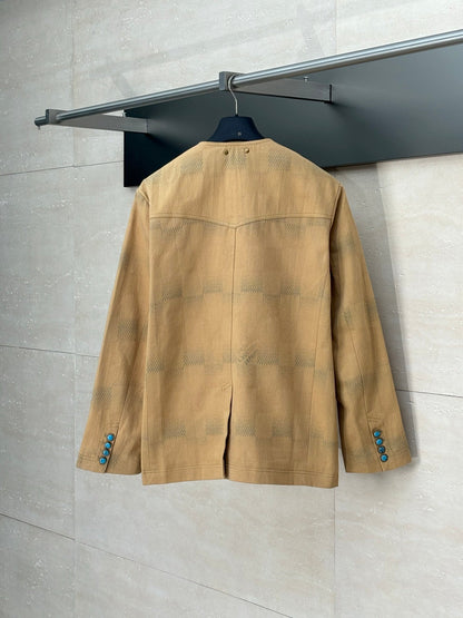 250819 New high-quality jacquard checkerboard round-neck coat