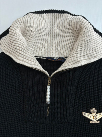 250819 New high-quality wool pilot half-zipper sweater