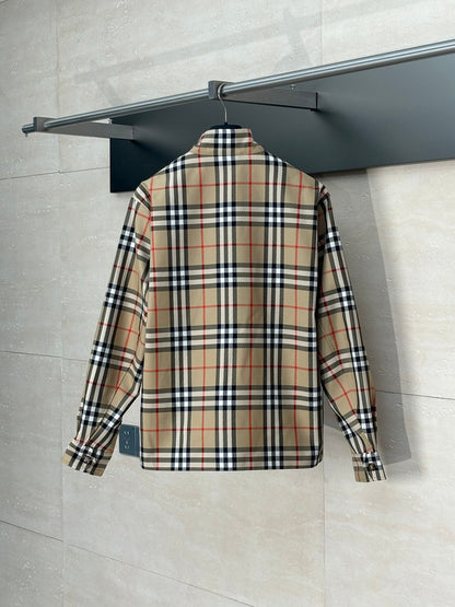 250819 A new high-quality classic checkered stand-up collar coat