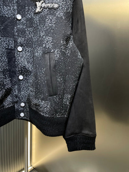 250819 New high-quality checkerboard camouflage jacquard baseball jacket