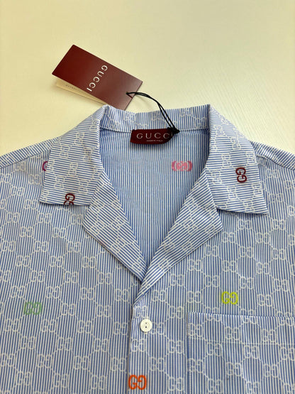 250819 New high-quality jacquard striped short-sleeved shirt