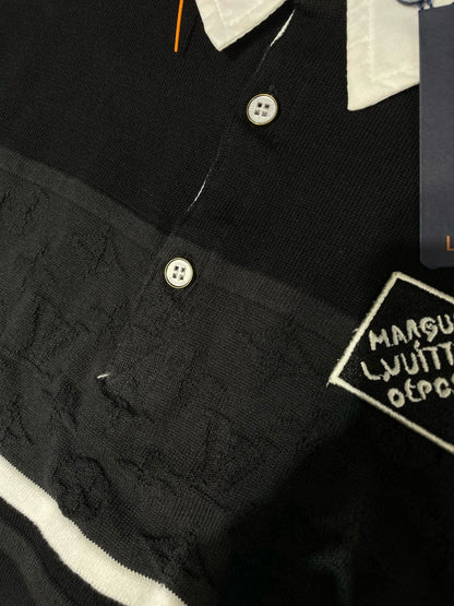 250819 New high-quality jacquard color-blocking knitted patchwork shirt collar