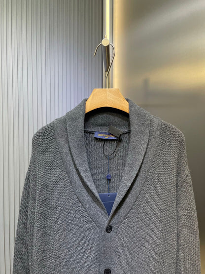 250819 New high-quality cashmere blend leather label cardigan sweater
