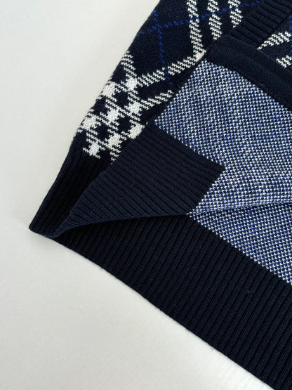 250819 New high-quality twill and check wool blend zipper knitted cardigan