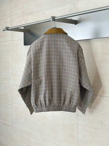 250819 A new high-quality corduroy collar checkered jacket