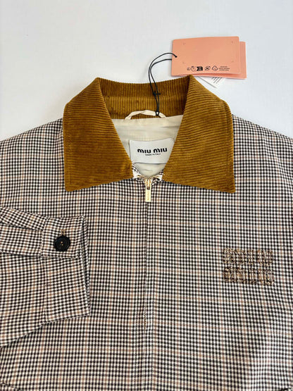 250819 A new high-quality corduroy collar checkered jacket