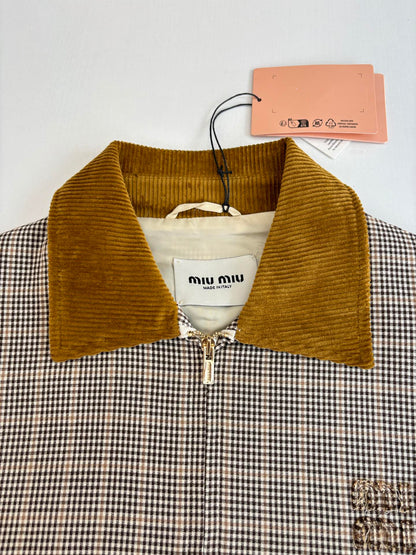 250819 A new high-quality corduroy collar checkered jacket