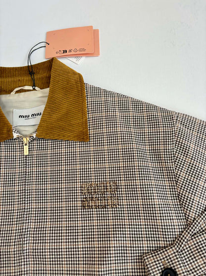 250819 A new high-quality corduroy collar checkered jacket