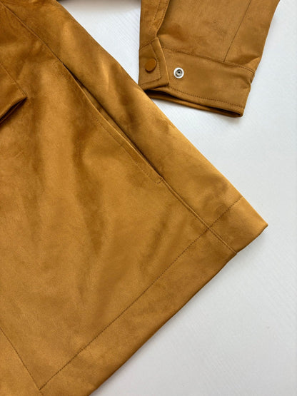 250825 A new high-quality suede textured minimalist leather jacket