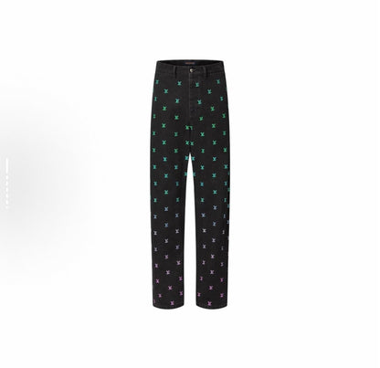 250825 New high-quality gradient full-print skate jeans