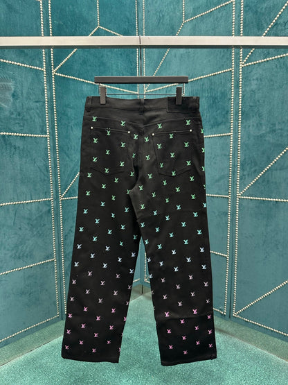 250825 New high-quality gradient full-print skate jeans