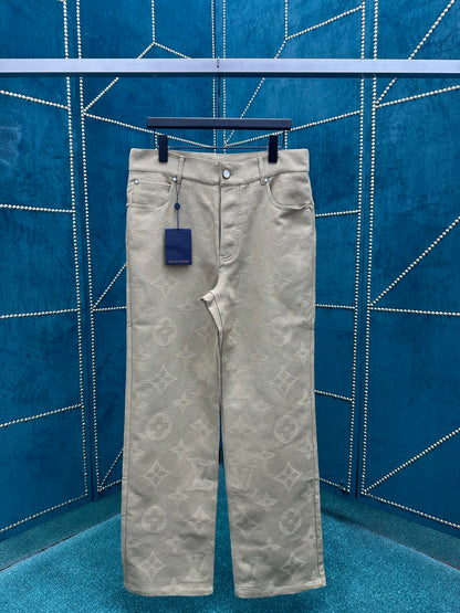 250825 New high-quality embroidered pearlescent button-up trousers