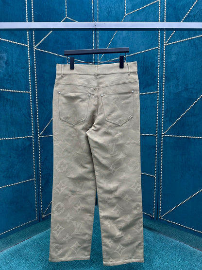 250825 New high-quality embroidered pearlescent button-up trousers