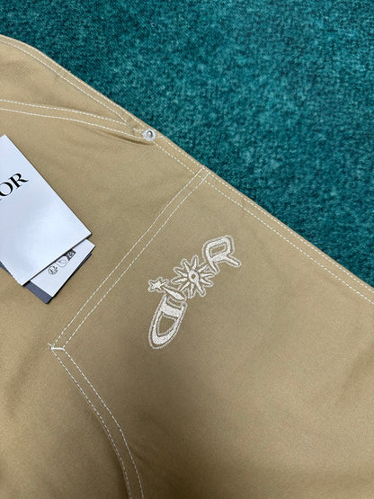 250825 New high-quality cotton pocket embroidered long pants set