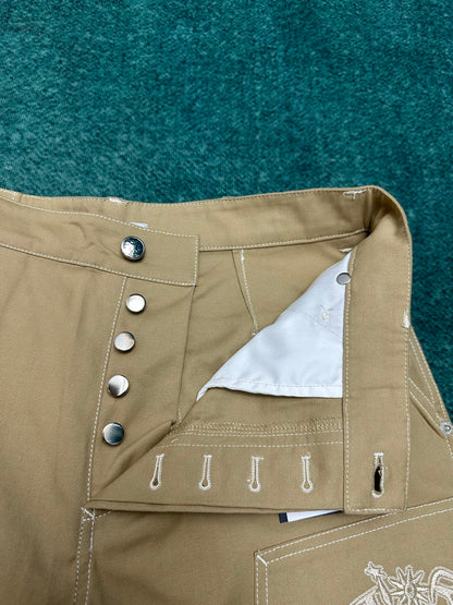 250825 New high-quality cotton pocket embroidered long pants set