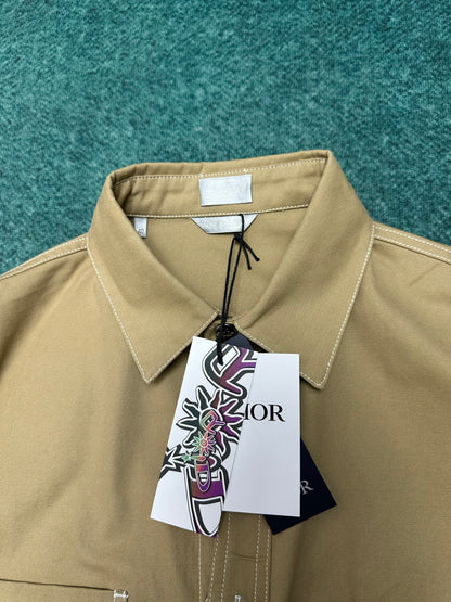 250825 New high-quality cotton pocket embroidered long-sleeved shirt