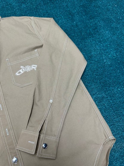 250825 New high-quality cotton pocket embroidered long-sleeved shirt