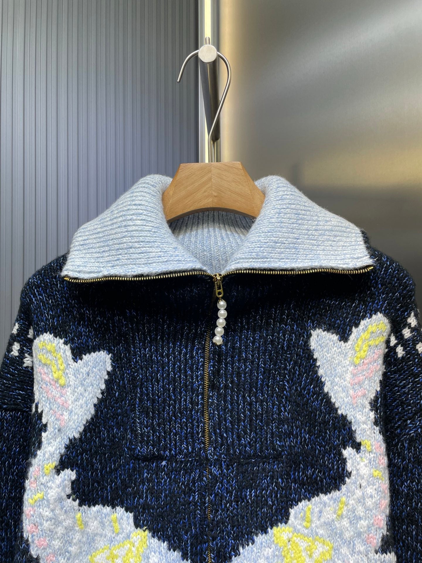 250825 New high-quality floral 㚏 jacquard heavy zipper jacket