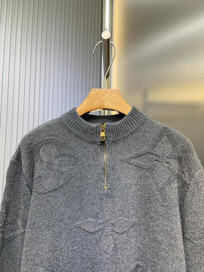 250825 New high-quality POLO wool sweater with inlaid patterns and subtle zippers
