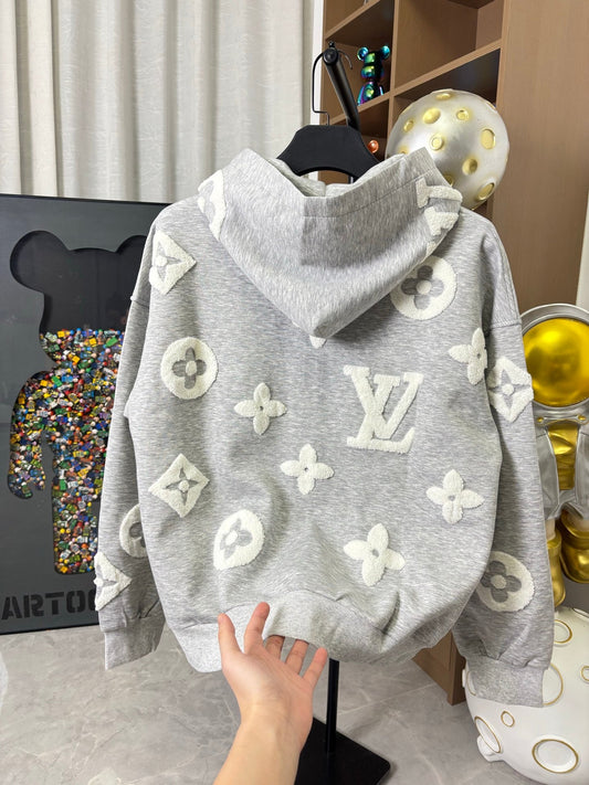 250825 New high-quality custom letter-patterned towel embroidered zipper hoodie