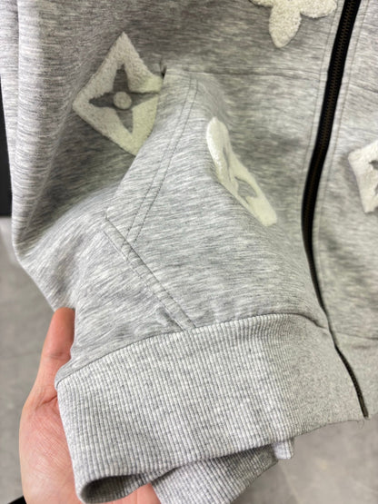 250825 New high-quality custom letter-patterned towel embroidered zipper hoodie