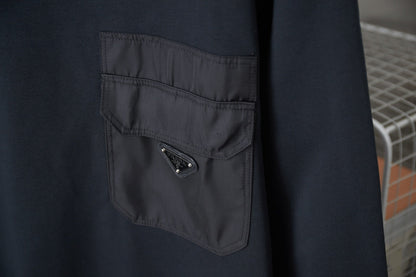 250825 new high-quality patchwork color-blocking pocket pullover hoodie