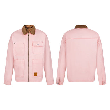 250902 A new high-quality pink jacket with a patchwork collar