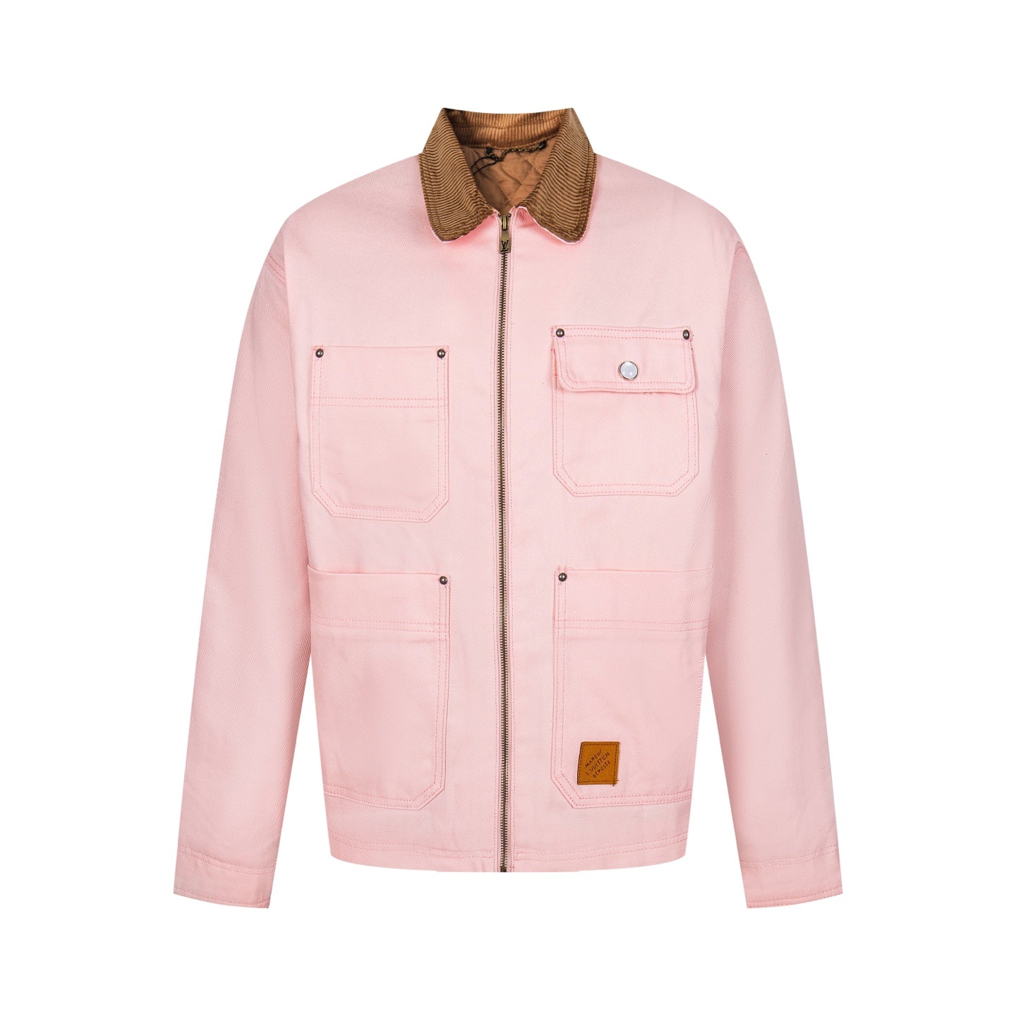 250902 A new high-quality pink jacket with a patchwork collar