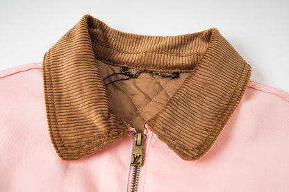 250902 A new high-quality pink jacket with a patchwork collar