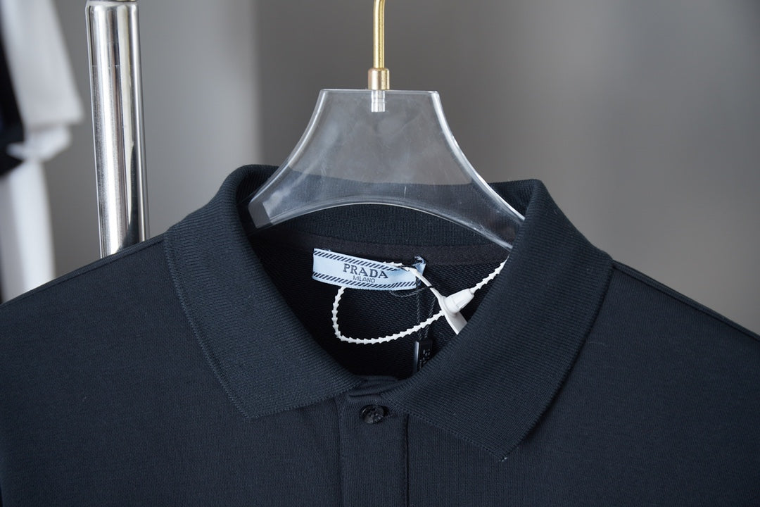 250902 New high-quality, simple embroidered lapel sweatshirt