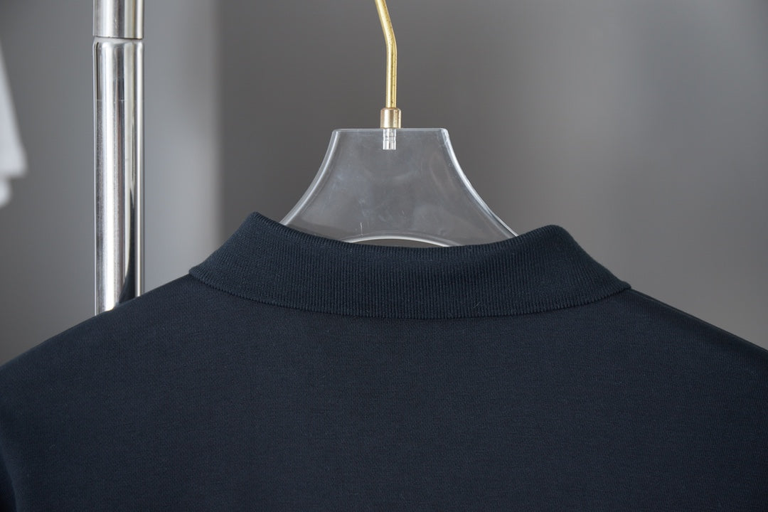 250902 New high-quality, simple embroidered lapel sweatshirt