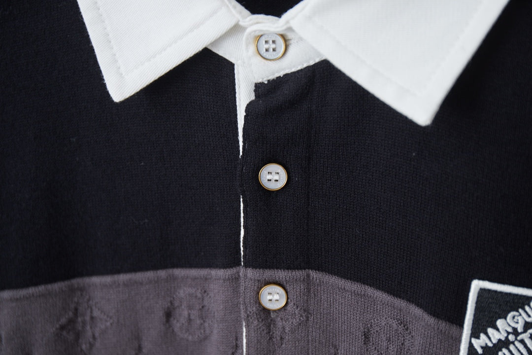 250902 New high-quality shirt collar patchwork sweater